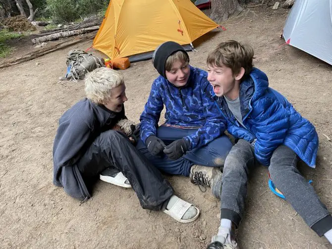 8th graders enjoying their fall backpacking trip by Dawn Fornear