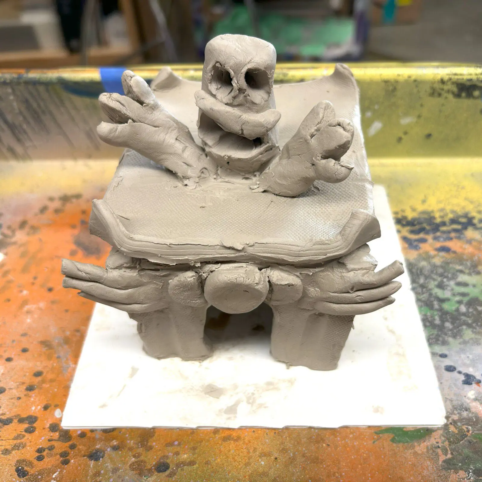 Elijah’s imaginative building comes complete with a fanciful figure incorporated into it.